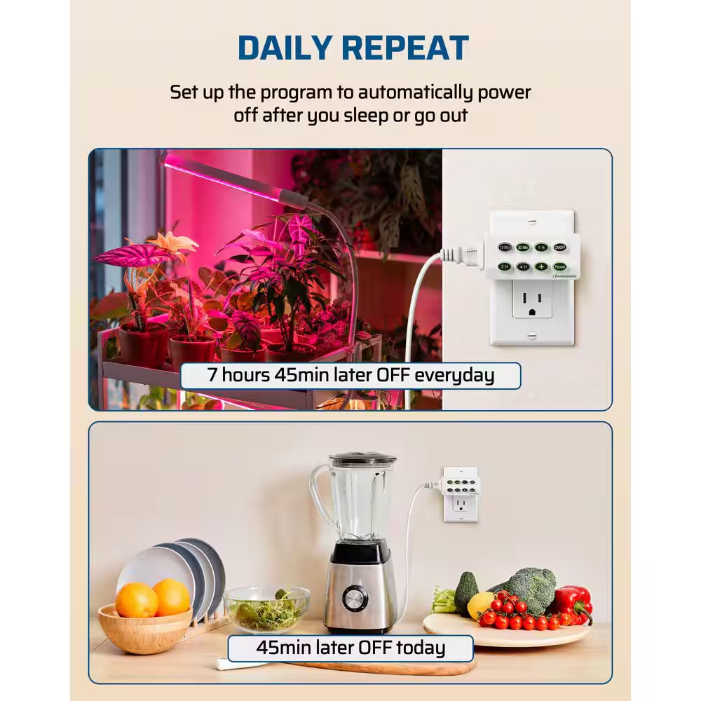 Indoor Countdown Timer with Repeat Function and Lit up Buttons, Auto Shut off Ti