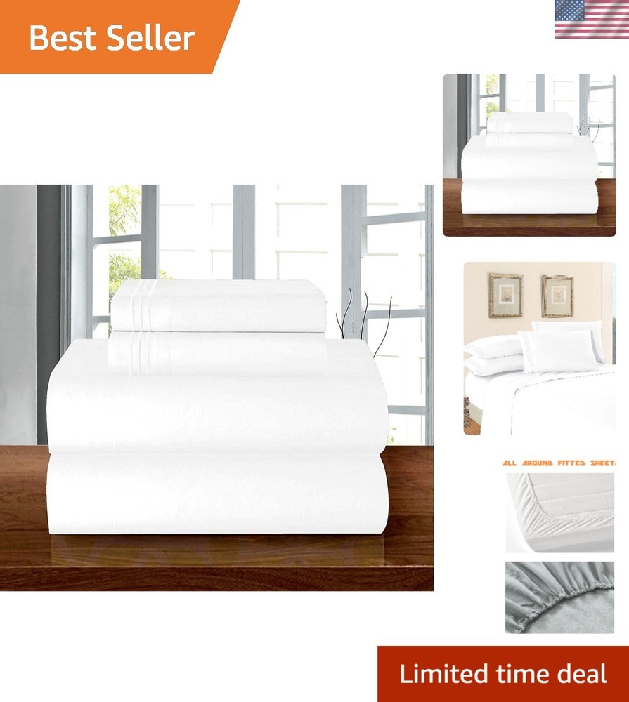 Luxury Bedding Set King Microfiber 1500 Thread Count All Around Elastic Deep ...