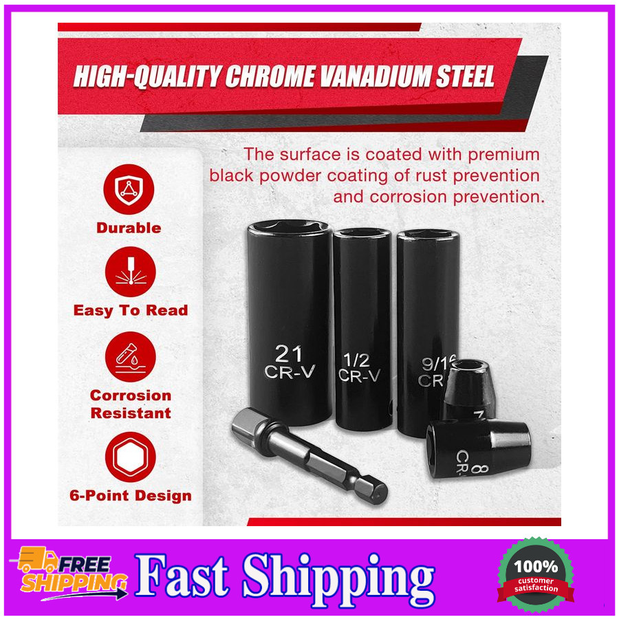 64Pcs 3/8" Socket Set,Drive Impact Socket Set, Sae/Metric, Deep & Shallow, Cr-V