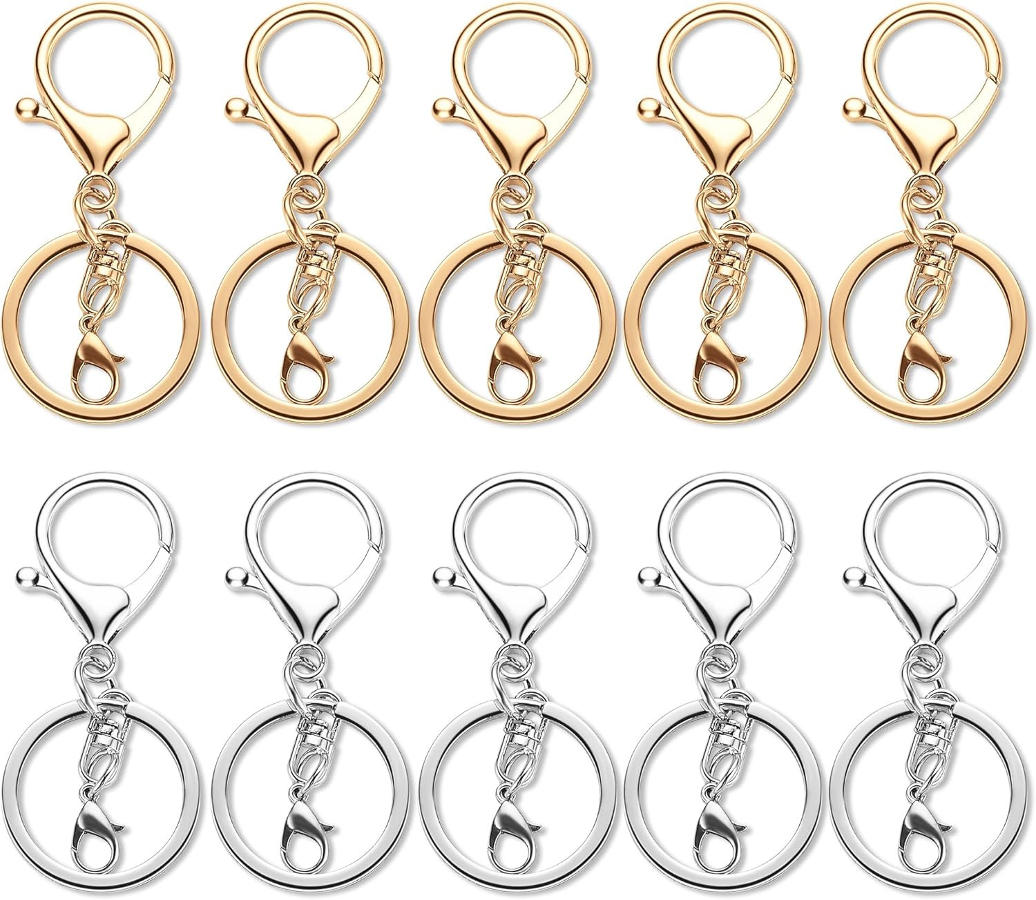 10 Pack a Set Metal Lobster Claw Clasps and Key Rings, Key Chain Accessories, Ke