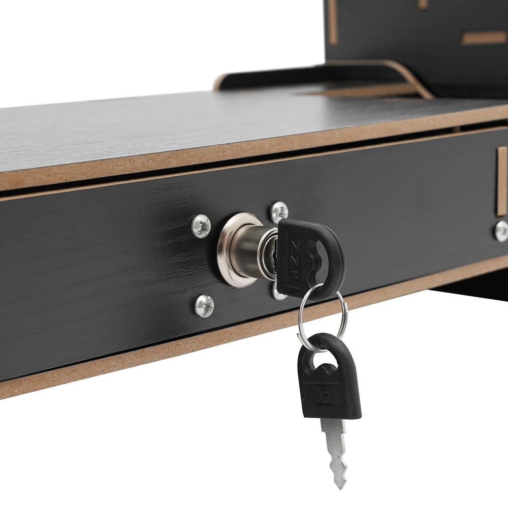 Monitor Stand Riser W/ Storage Organizer & Lock Drawer for Home Office Computer