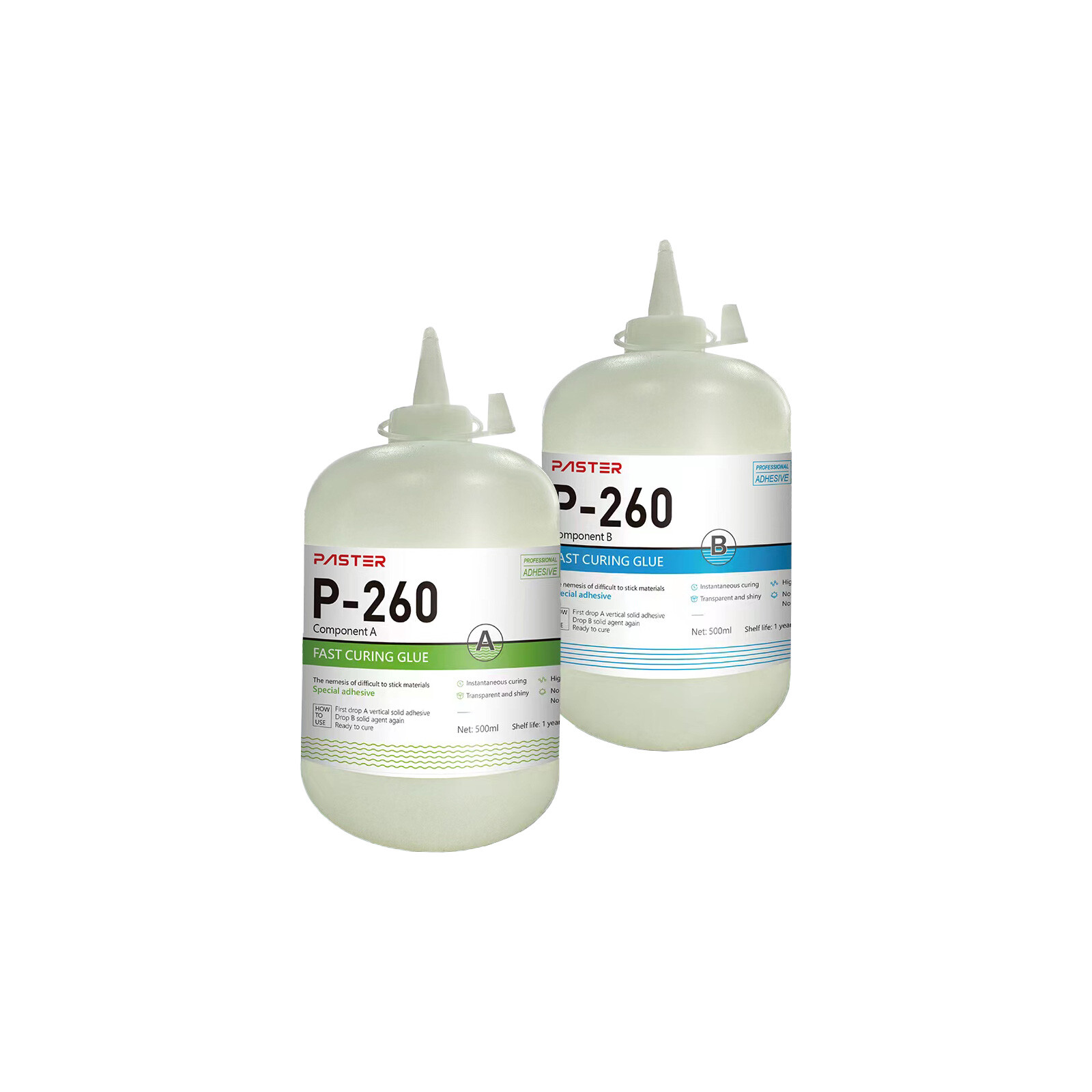 FAST CURING GLUE P-260A x10 + P-260B x10 High Strength for Channel Letter 500ml