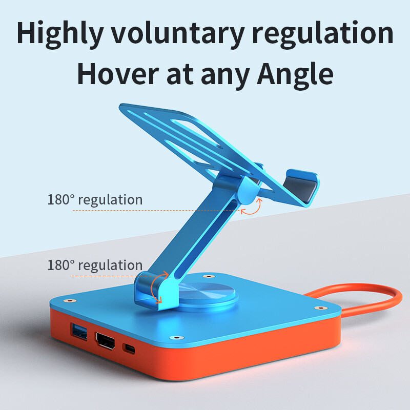 Adjustable Stand Adapter 3in1 Type-C Multi-functional HUB for Switch SmartPhone