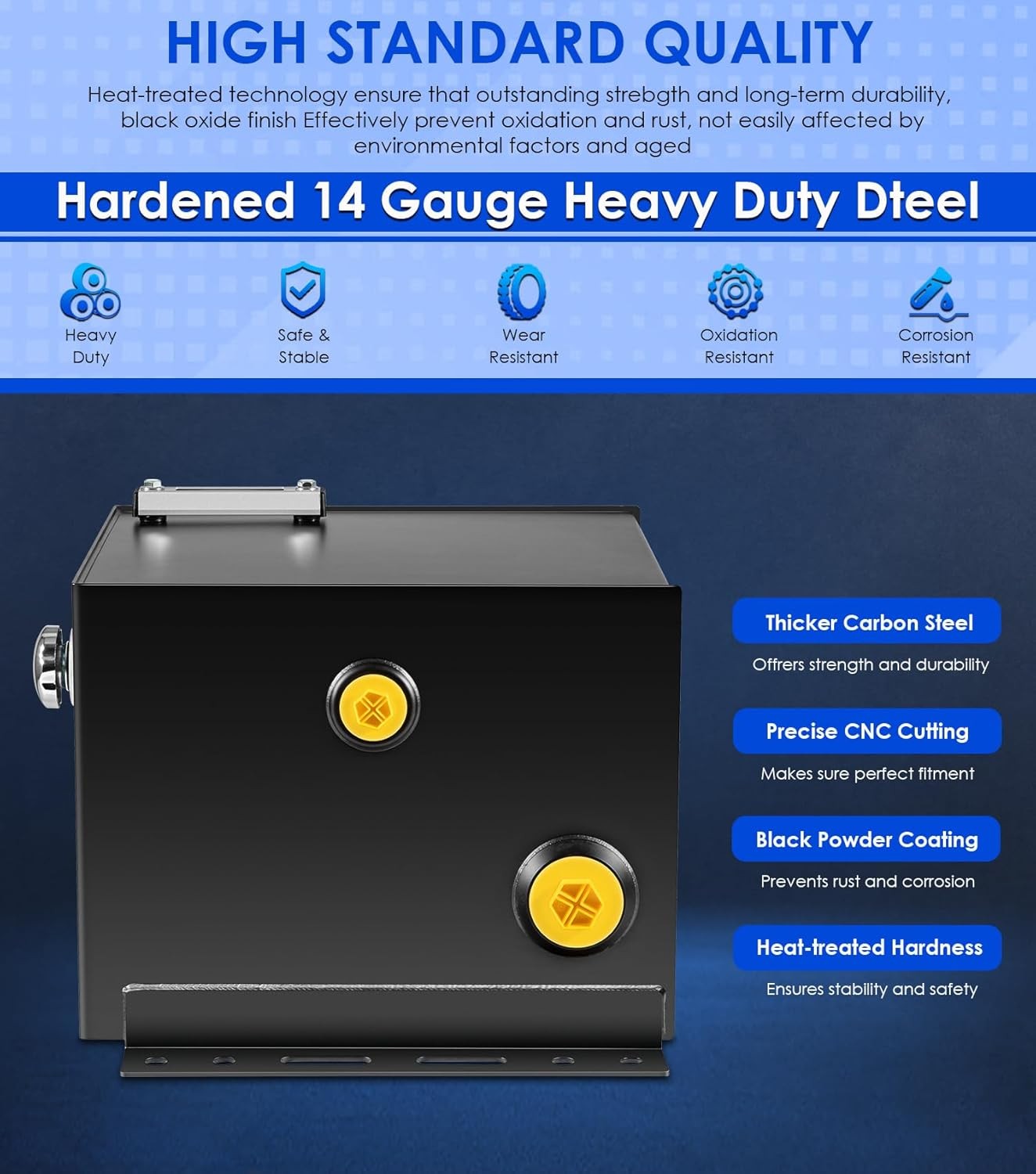 15-Gallon Hydraulic Fluid Reservoir Tank, Side Vertical Mount, w/Temp Gauge
