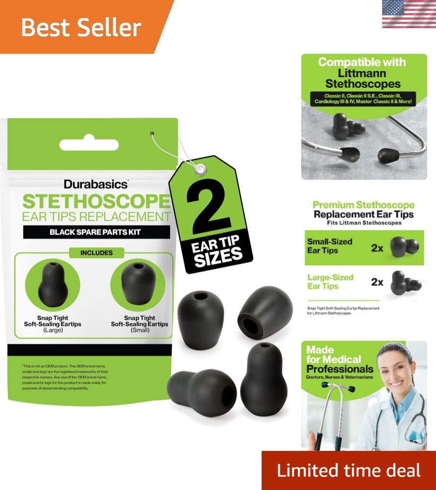 Stethoscope Ear Tips Replacement Kit - Small & Medium for Littmann Compatibility