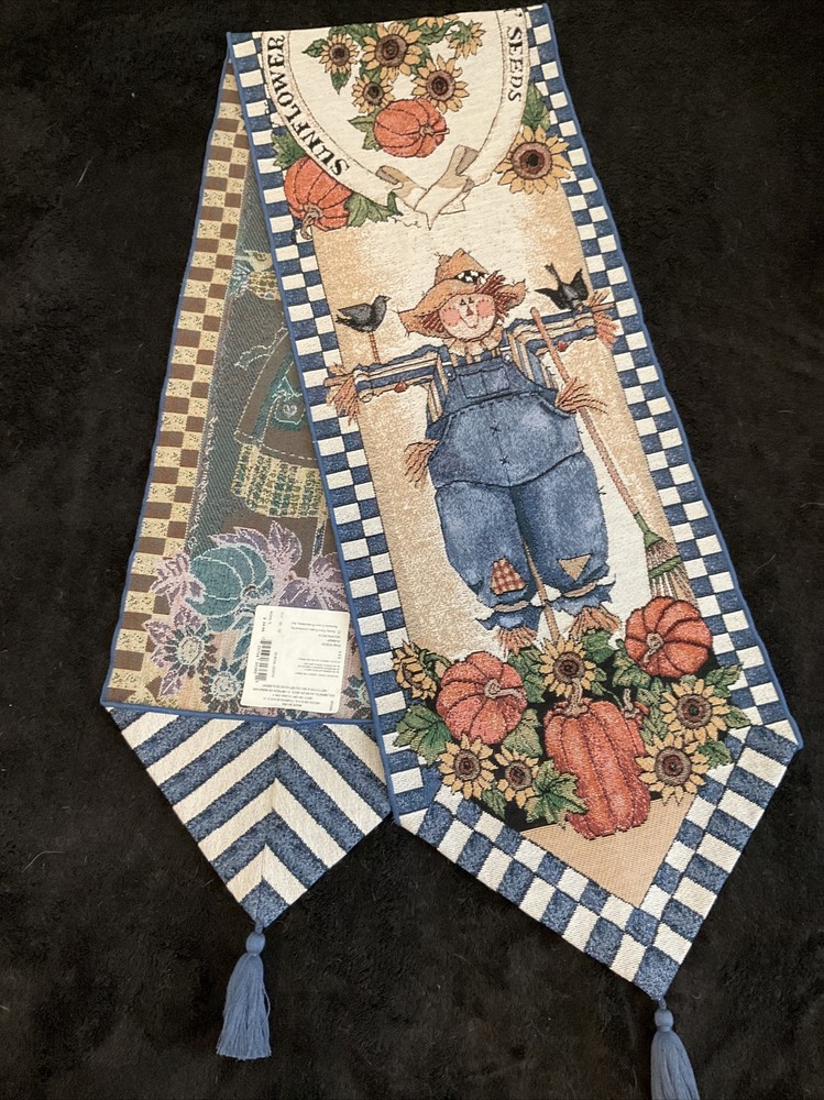 Table Runner Seed Packets, Scarecrow with Tassels 13” X 72”