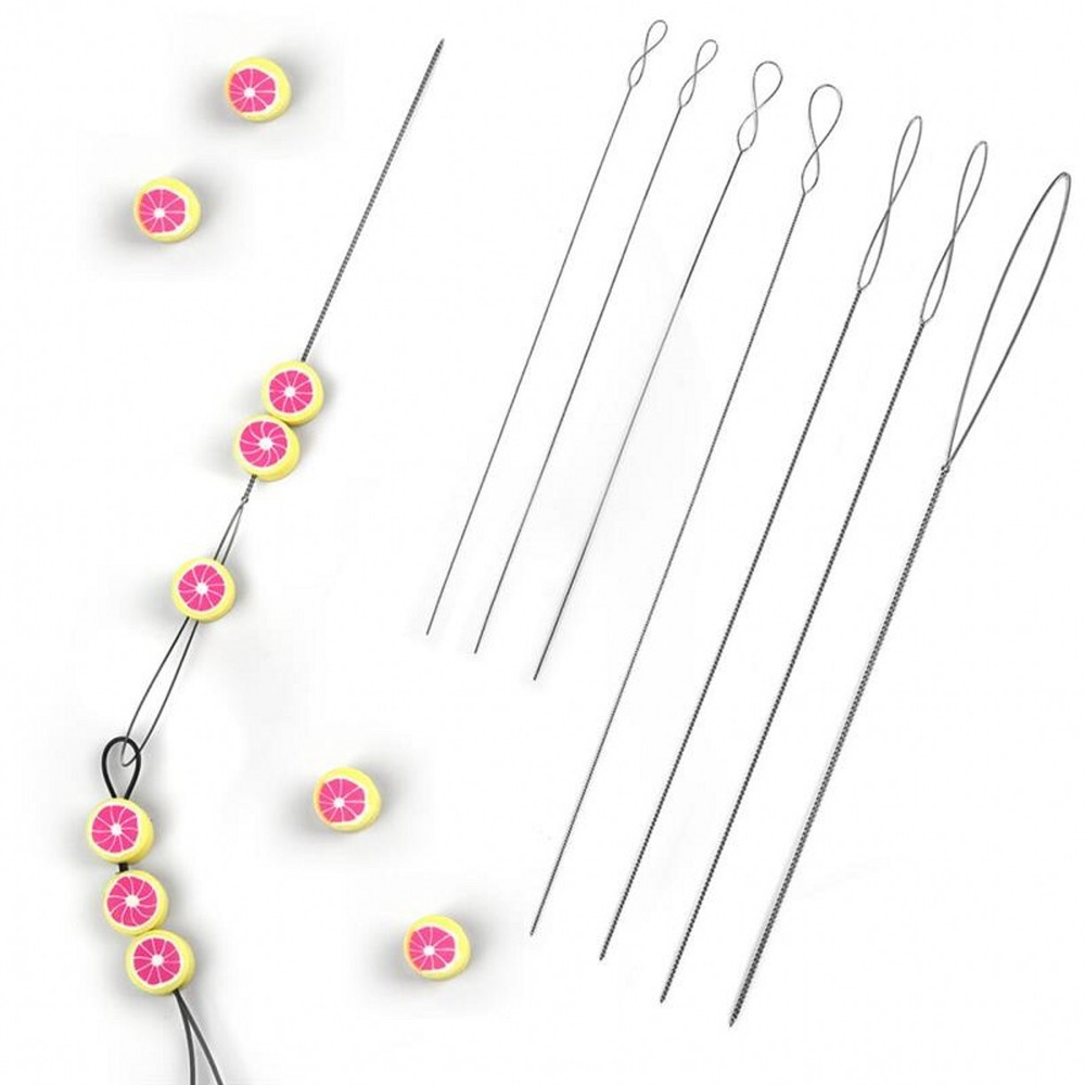Big Eye Beading Needles Thread String Cord Pins For Beads Making 7pcs  7 Size