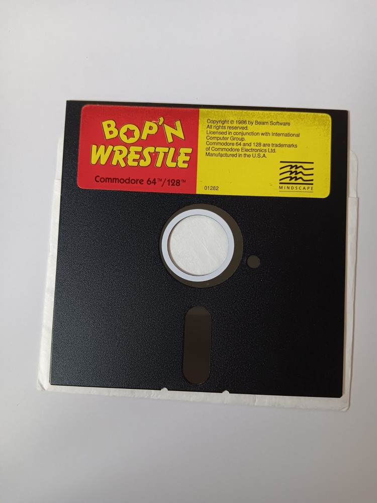 Commodore 64/128 Bop N Wrestle Computer Game Software Tested/Works