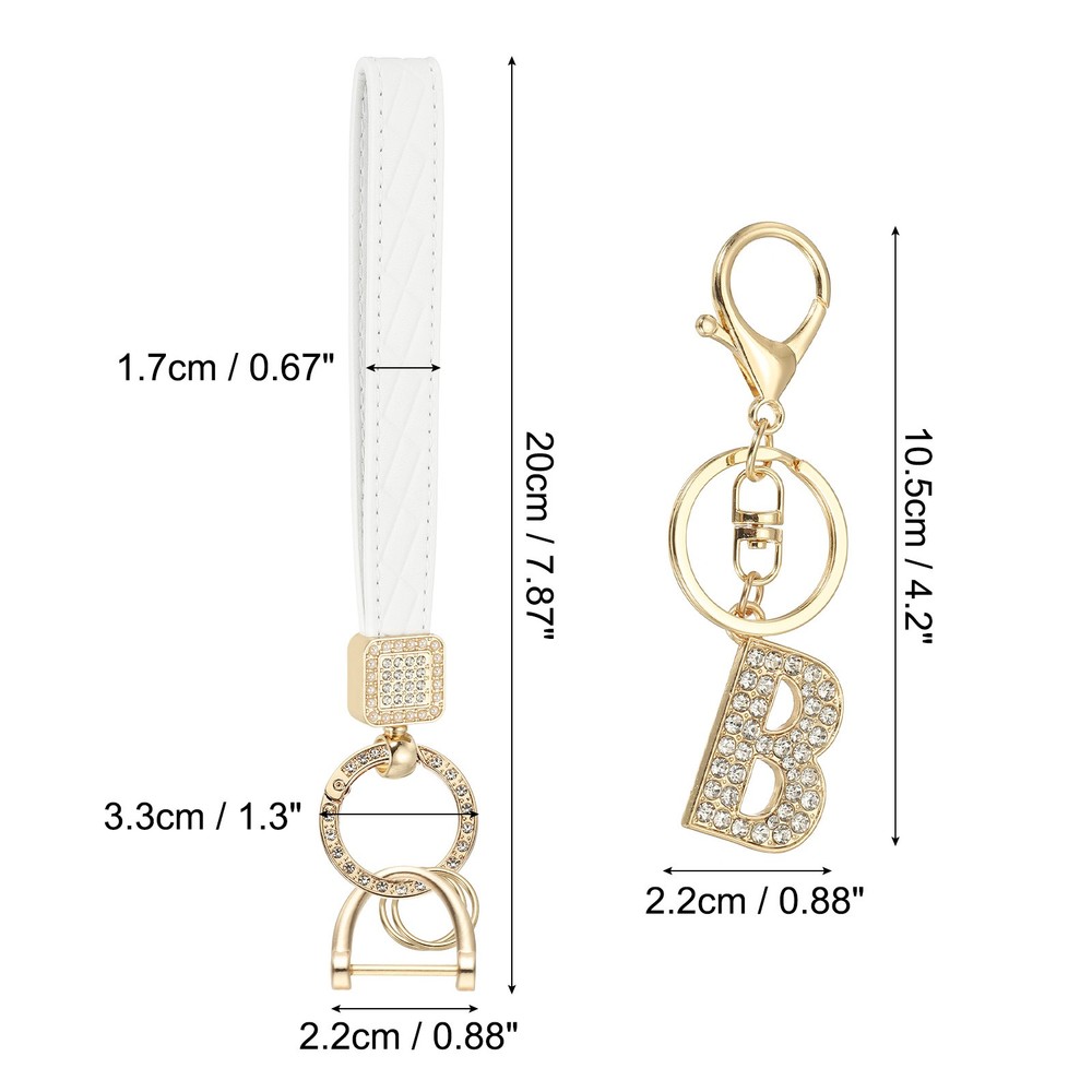 Leather Wristlet Keychain, Letter B Keychains