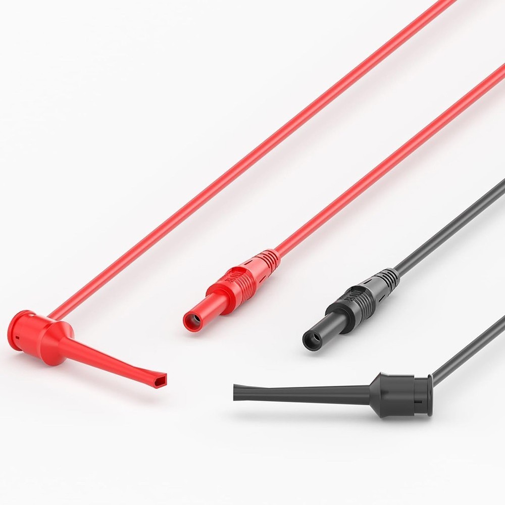 Flexible For Multimeter Testing Cables with Copper Hooks and Sockets 2PCs
