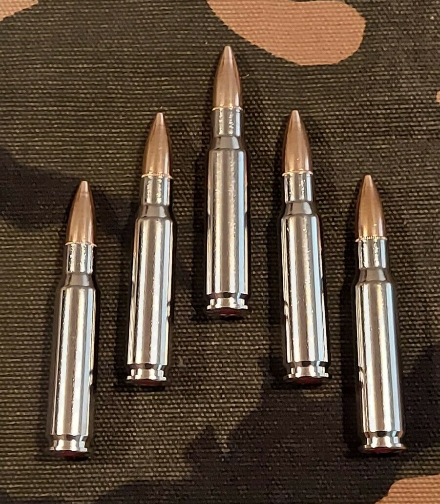 308 WIN. SNAP CAPS SET OF 5 "NICKEL AND FMJ" REAL WEIGHT!!