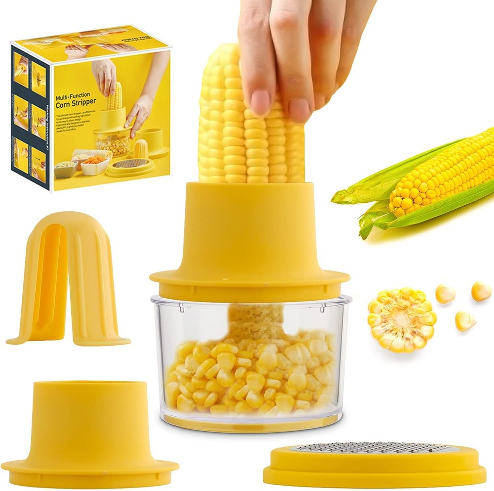 Corn Cob Stripper Tool, Corn Peeler for Corn on the Cob (Yellow)