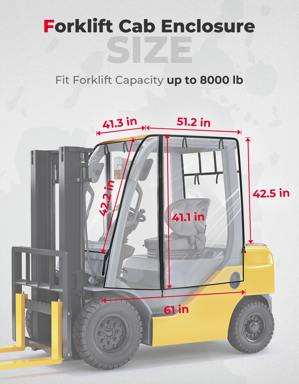 KEMIMOTO Universal Forklift Full Cab Enclosure Cover Fit up to 8000lbs Lifts