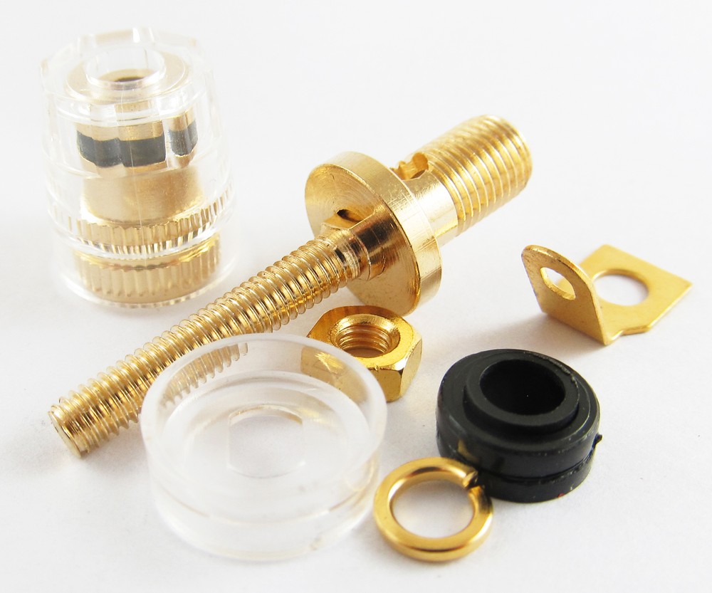 20pcs Copper Gold Audio Speaker 4mm Banana Jack Long Thread Small Binding Post