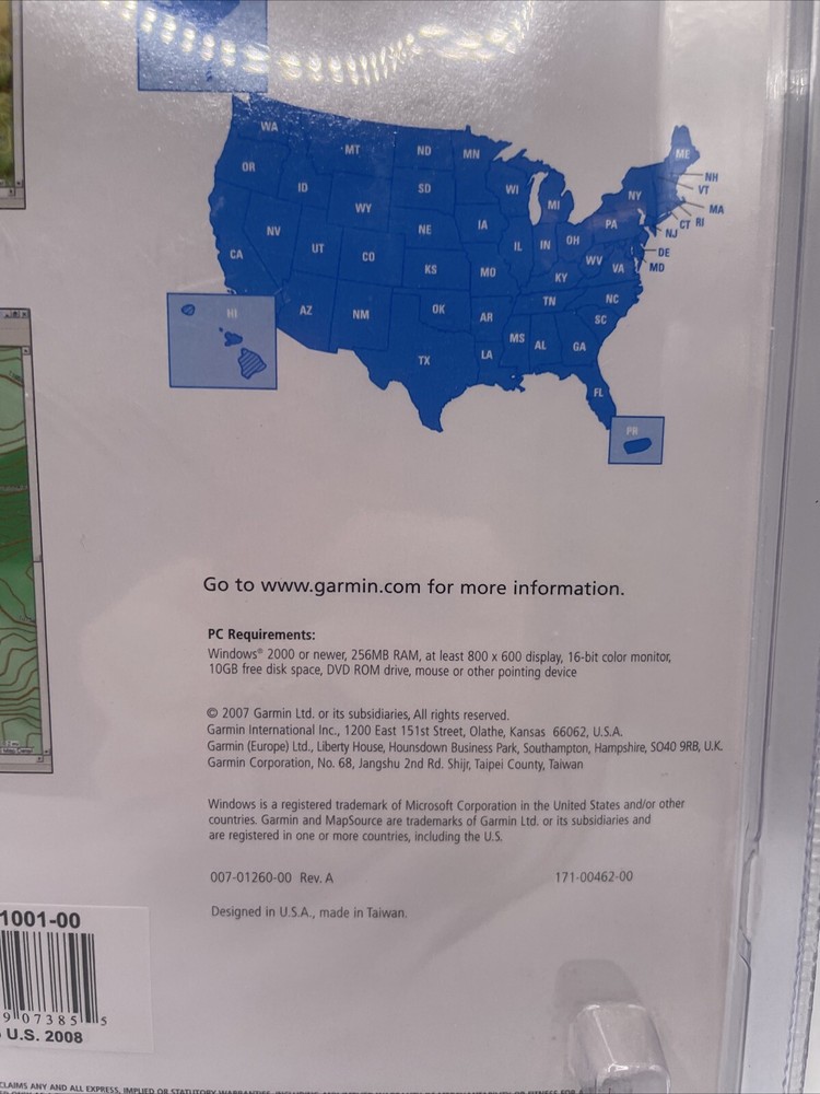 Garmin TOPO USA 2008 DVD MAPSOURCE SETUP DATA GPS MAPS NEW