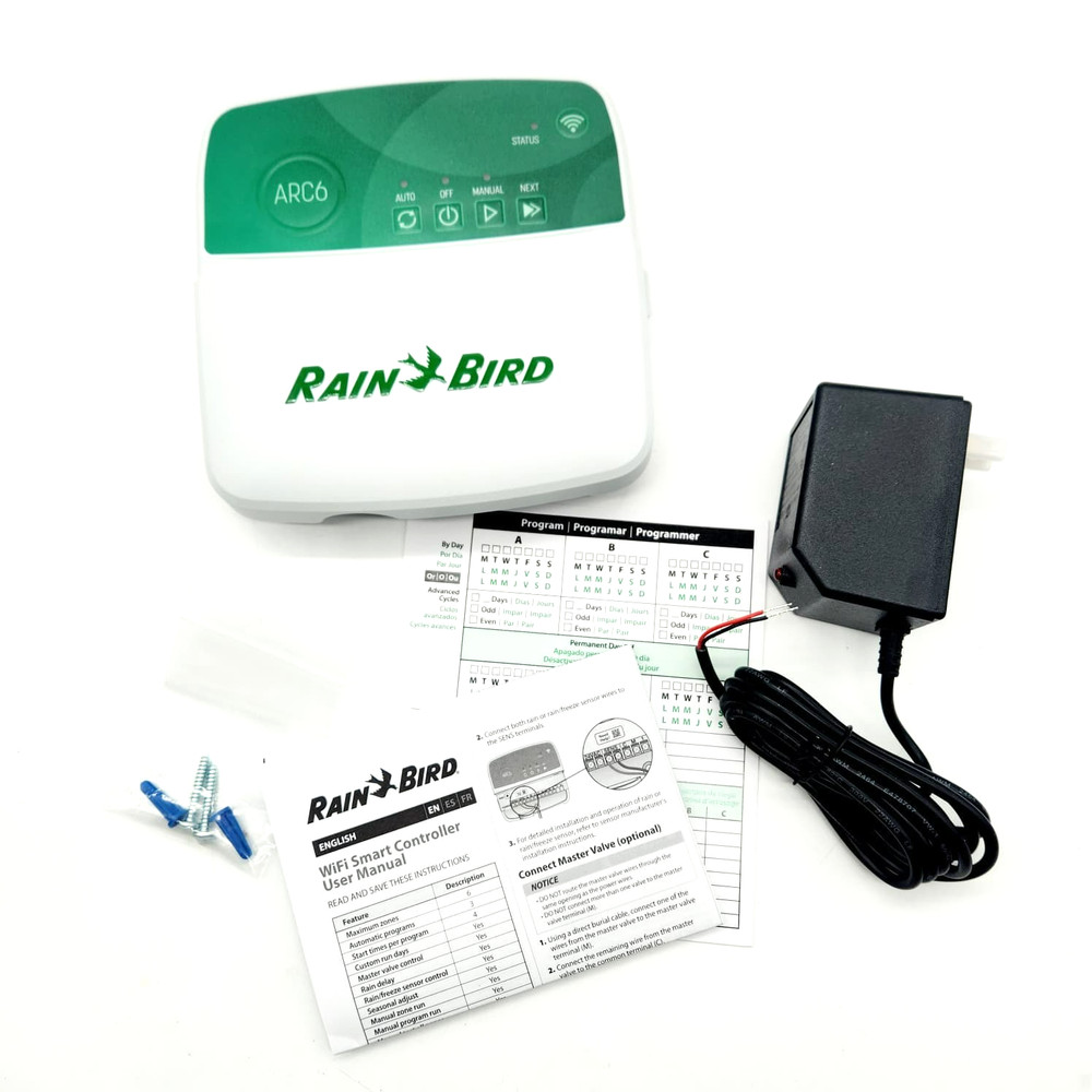 Rain Bird ARC6 Smart Irrigation Timer 6-Zone WiFi Controller Indoor Alexa Ready