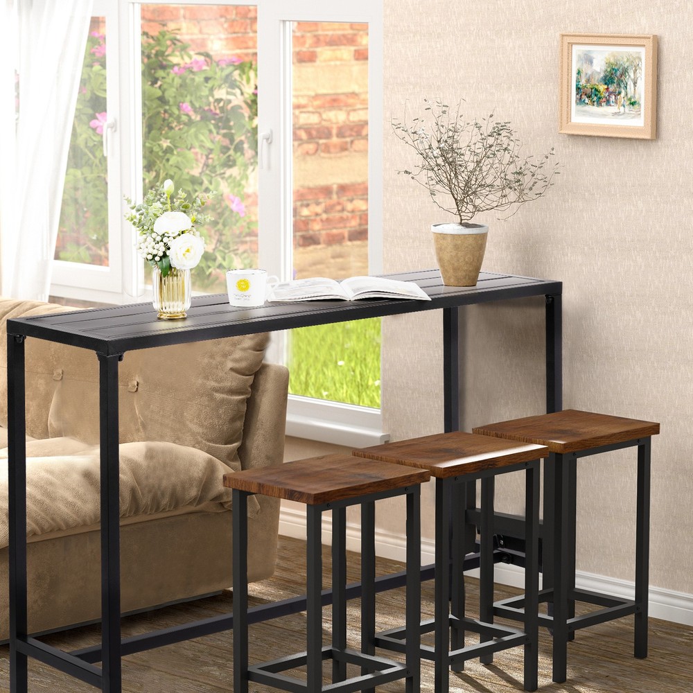 55" Outdoor Bar Table with Adjustable Feet, Rectangle Narrow Counter