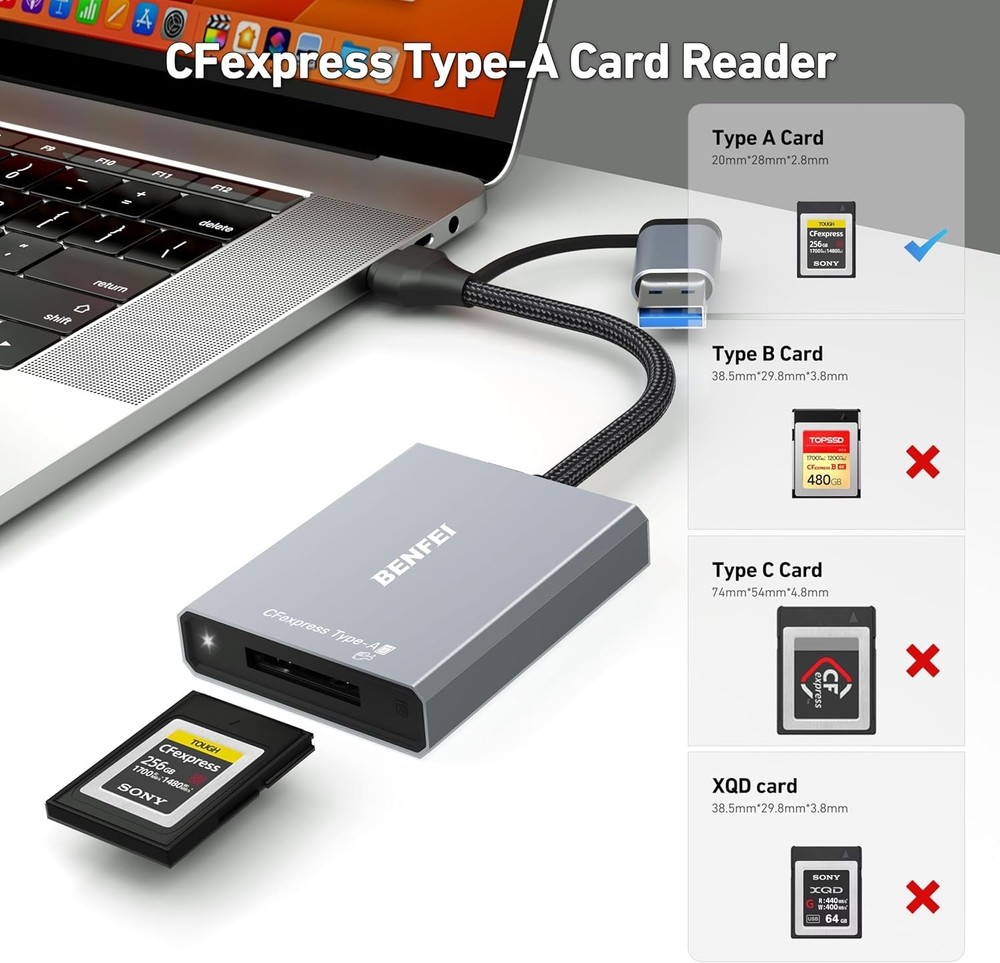 Versatile CFexpress Type A Reader with USB 3.2 Gen 2 & Multi-Platform Support