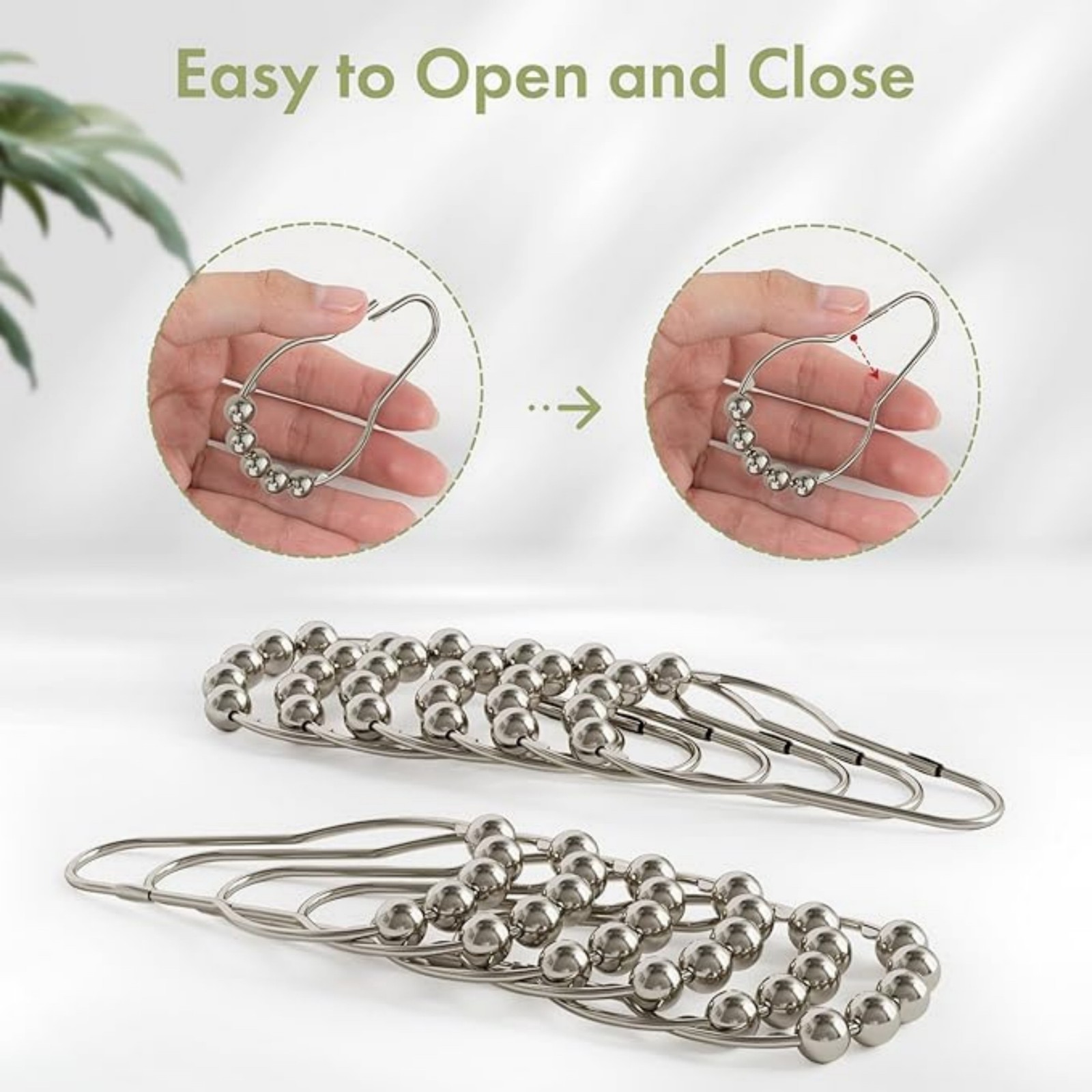 Shower Curtain Hooks Rings Stainless Steel Set of 12 Polished New