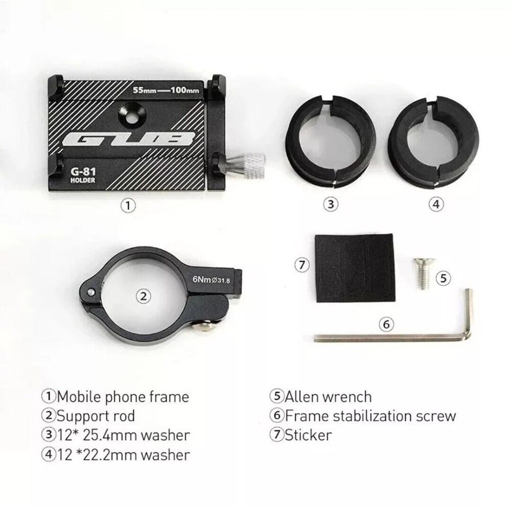 Bike Phone Holder Aluminum Motorcycle E-Bike Scooter Phone Mount Universal Blcak