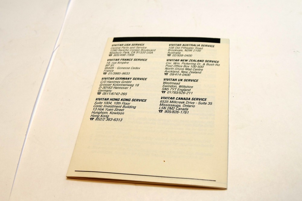 Vivitar Eletronic Thyristor flash warranty card vintage
