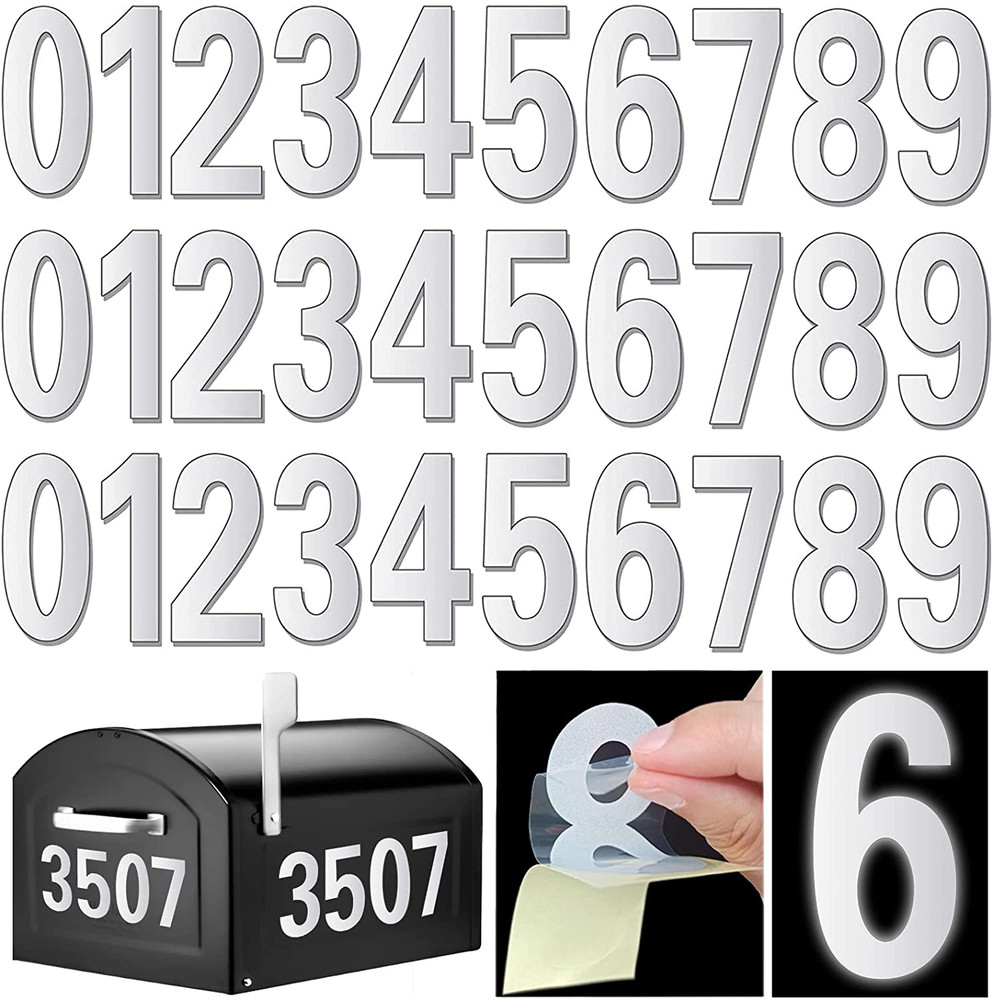 Reflective Mailbox Numbers for outside - 30 Pcs Waterproof Mailbox Numbers Stick