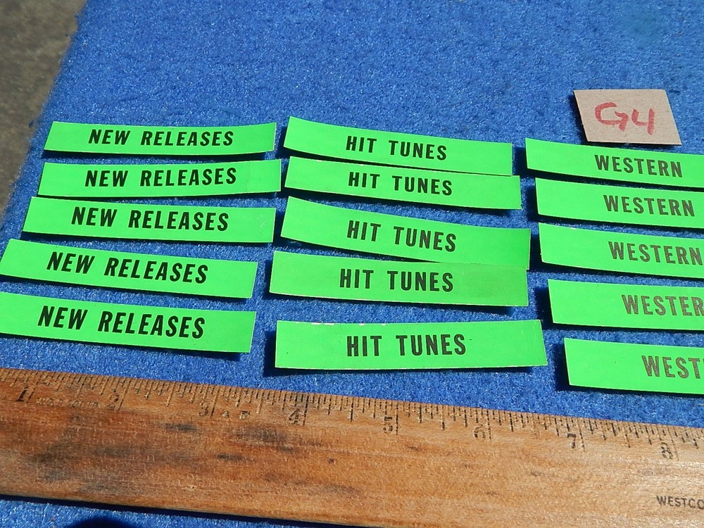 Wurlitzer wallbox 5250 Program Holder Record Classification Strips - 25 each