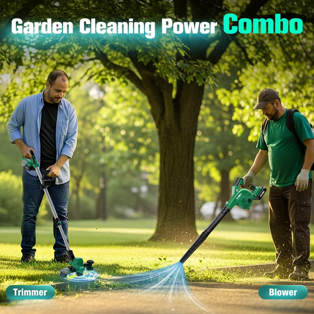 Weed Wacker Leaf Blower Combo Electric Cordless String Trimmer w/Battery