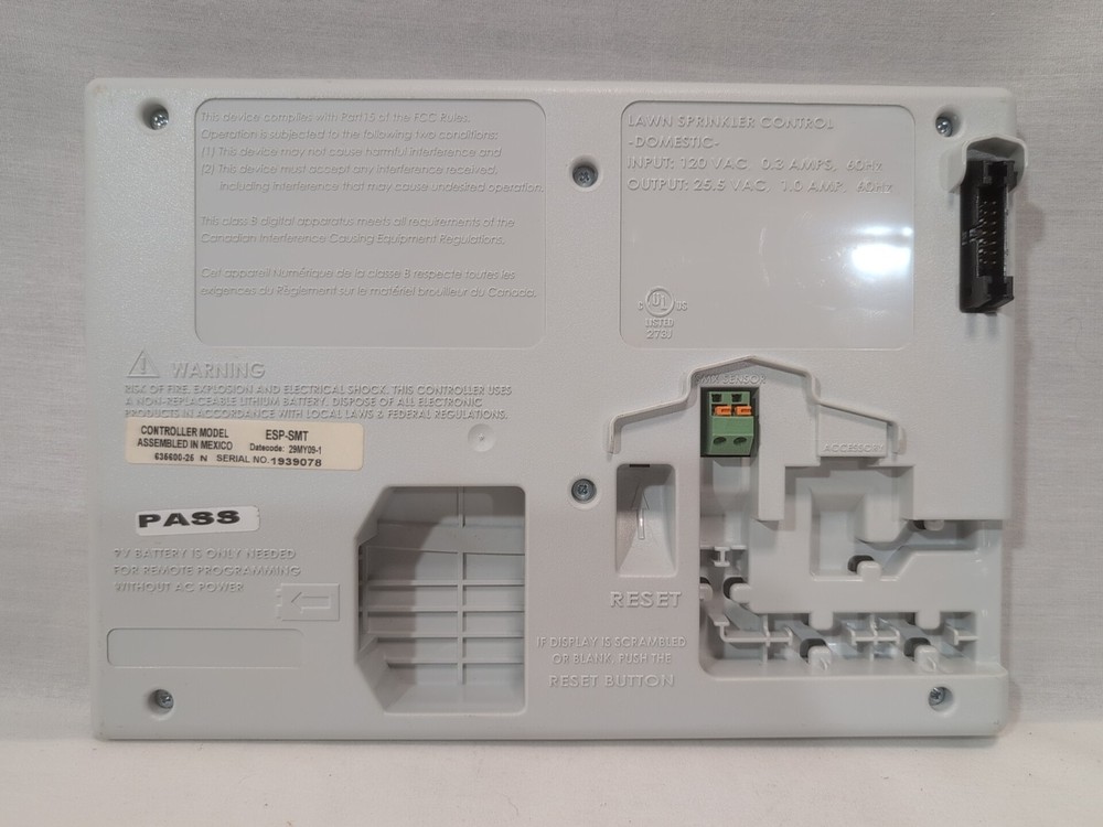 Rain Bird ESP-SMT Sprinkler Controller - Front Panel Only - Used