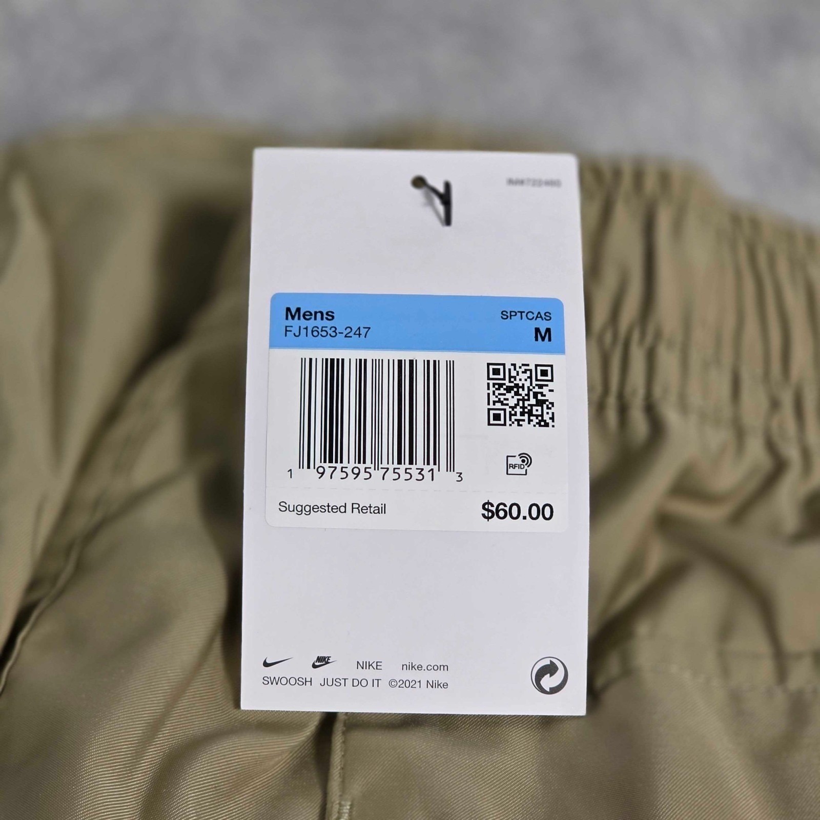 Nike Sportswear Men's Woven Flow Monogram Shorts Size M Tan Beige FJ1653-247 NEW