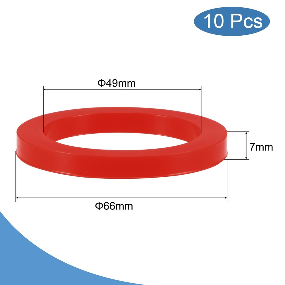 Silicone Flat Rubber Washer 2 Inch DN50 Red Gasket 10 Pack