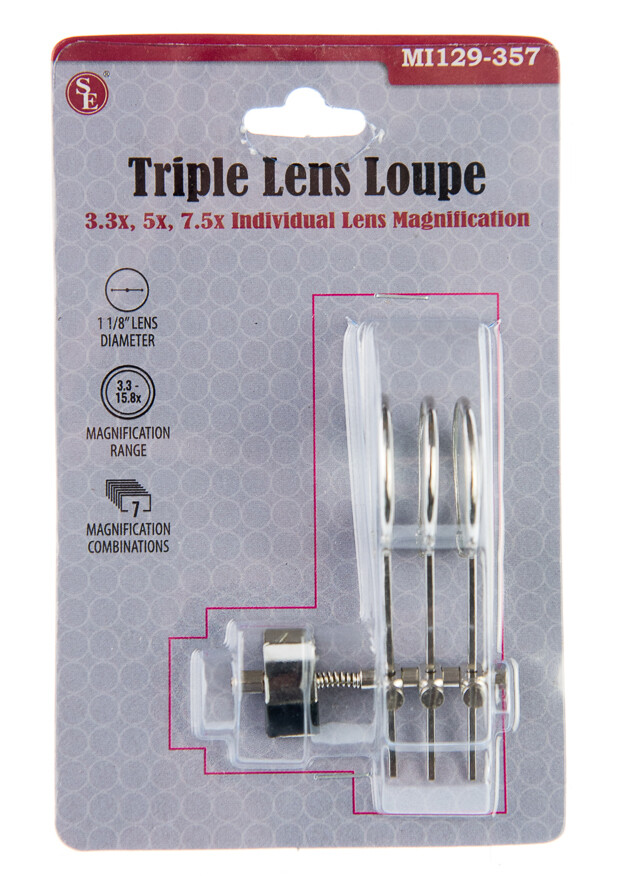 3.3X 5X 7.5X Triple Lens Clip-On Jewelry Eye Loupe Magnifying Glass Eyeglass Aid