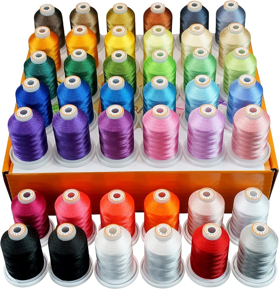 Professional-Grade 1000M Polyester Thread Kit - 42 Spools for Colorful Creations