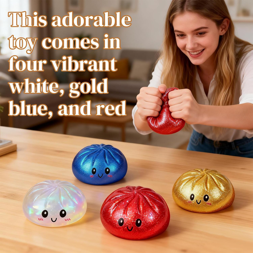 Glitter Dumpling, Glitter Dumpling Squishy with Box (Blue)