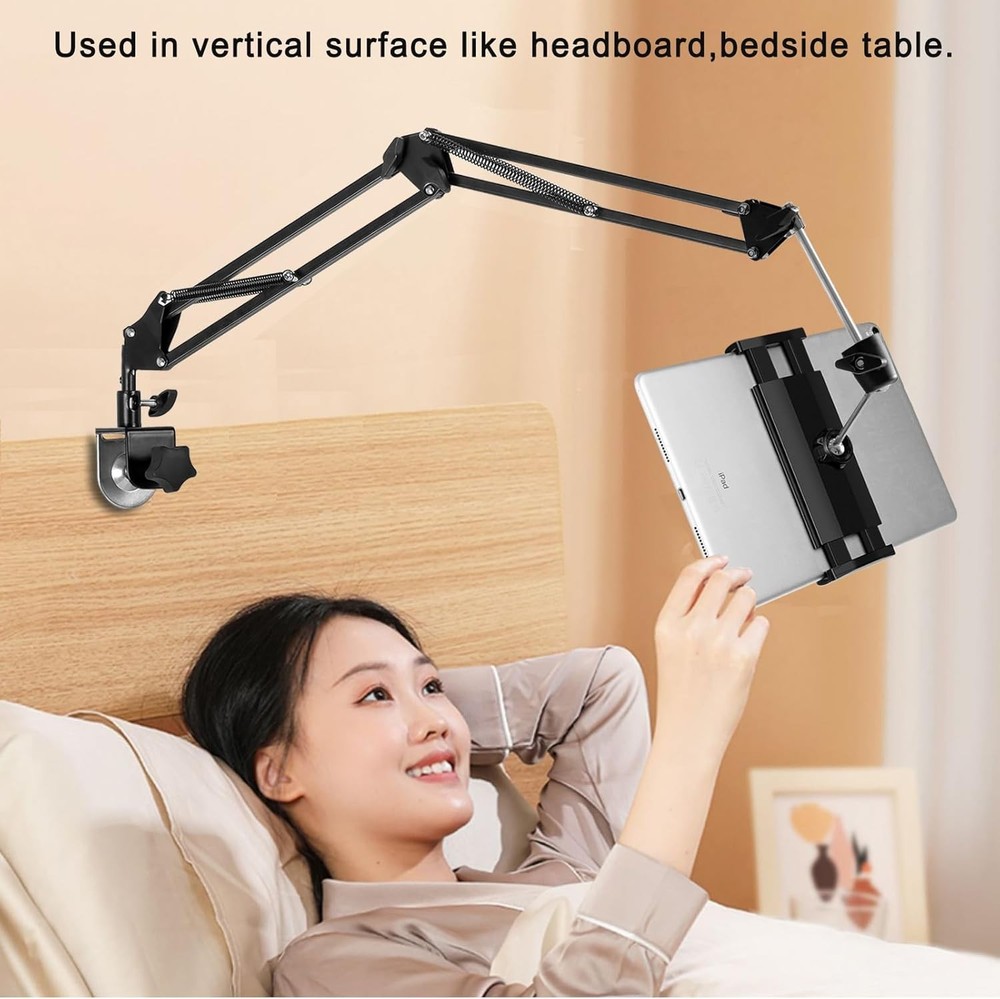 Universal Tablet Stand, iPad Holder for Bed Desk Bedside, 360° Adjustable