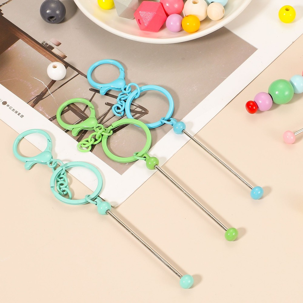 20Pcs Beadable Keychains, DIY Beaded Keychain Making Kit, Candy Yellow