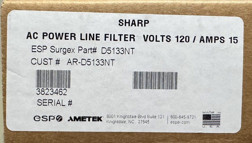 SHARP ESP SURGEX DIGITAL QC D5133NT AC POWER LINE FILTER NEW