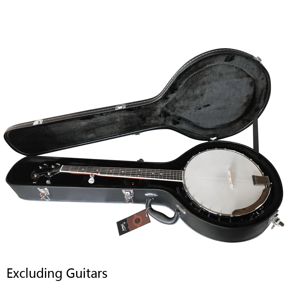 5-String 6-String Microgroove Pattern Leather Wood Banjos Case Black