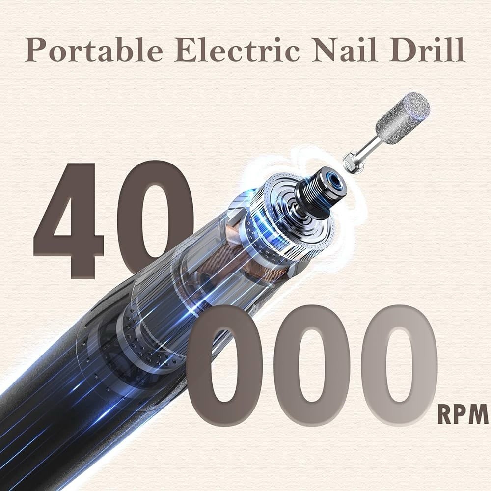 40000RPM Professional Brushless Electrical Nail Drill Portable Rechargeable Tool