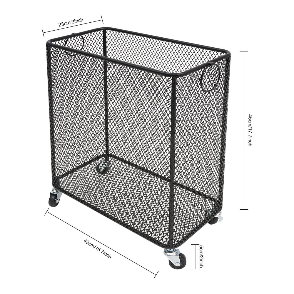 Rolling Laundry Basket with Wheels - Metal Wire Laundry Hamper Rectangular