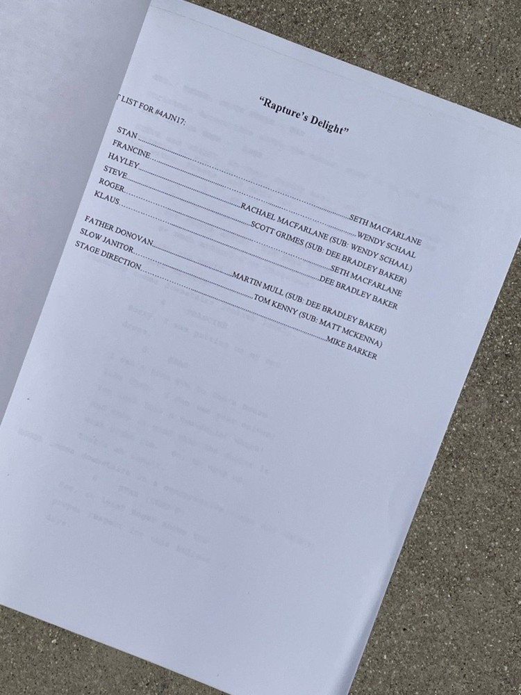 RARE American Dad Comic Con 2009 Panel Draft Holy Crapture Production Script