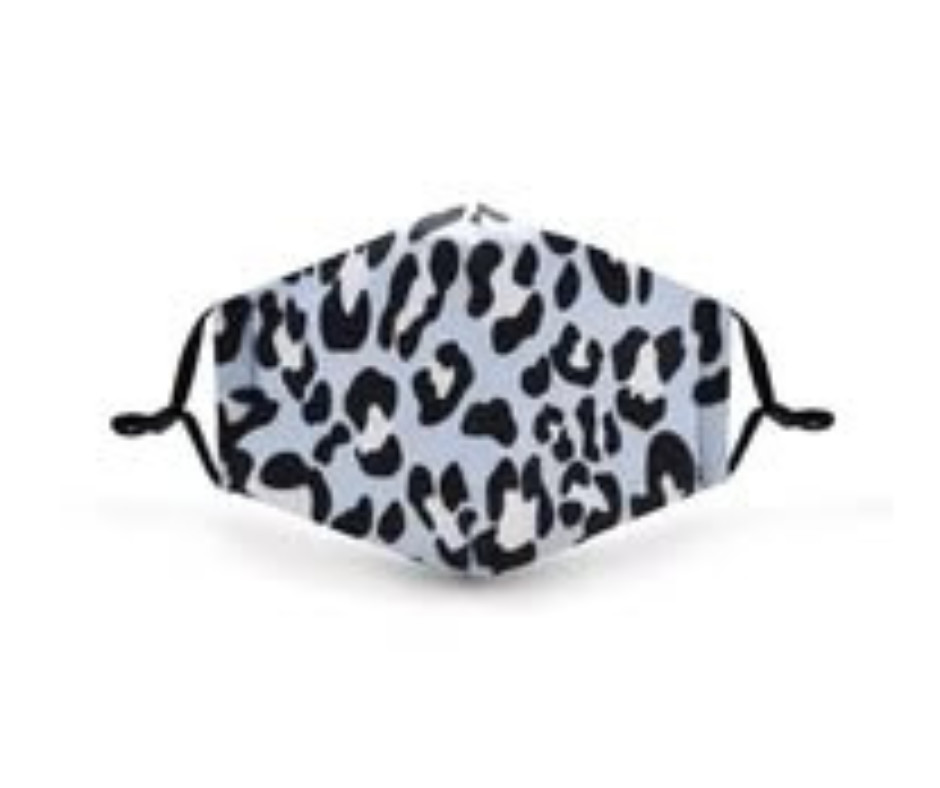 Gray Cheetah Print Face Mask Lined Includes One PM2.5 Filter