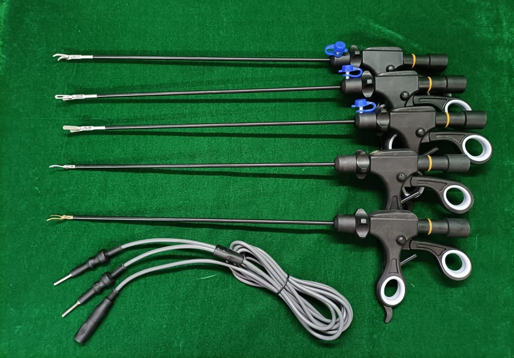 5pc Laparoscopic Bipolar Forceps & Sealer Cutter 5mmx330mm with Cable Reusable