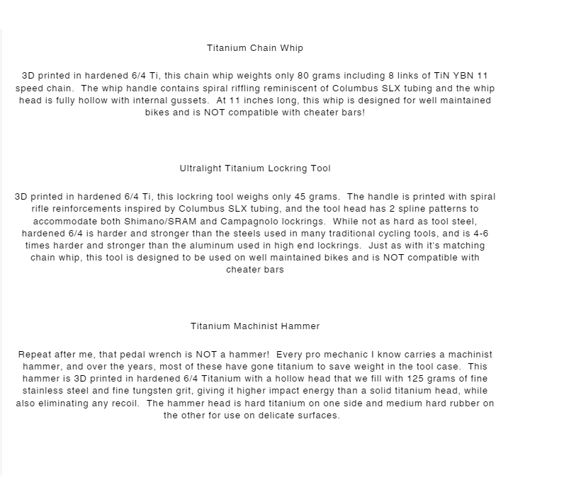 Silca 3D Printed Titanium Chain Whip Tools (Grey ,Cerakote Copper )