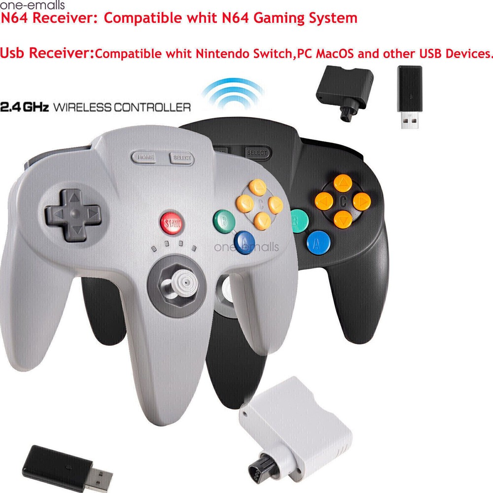 Wireless N64 Controller for Nintendo 64 Console PC Windows Switch w/ Rumble Pak.
