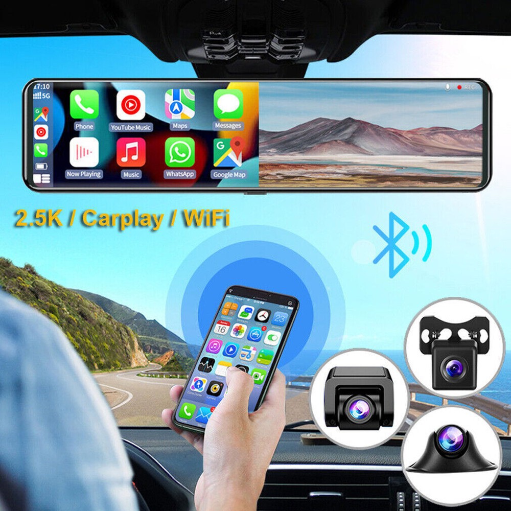 11.26INCH Touch Screen +GPS Mirror Dash Cam Wireless Apple Carplay Android