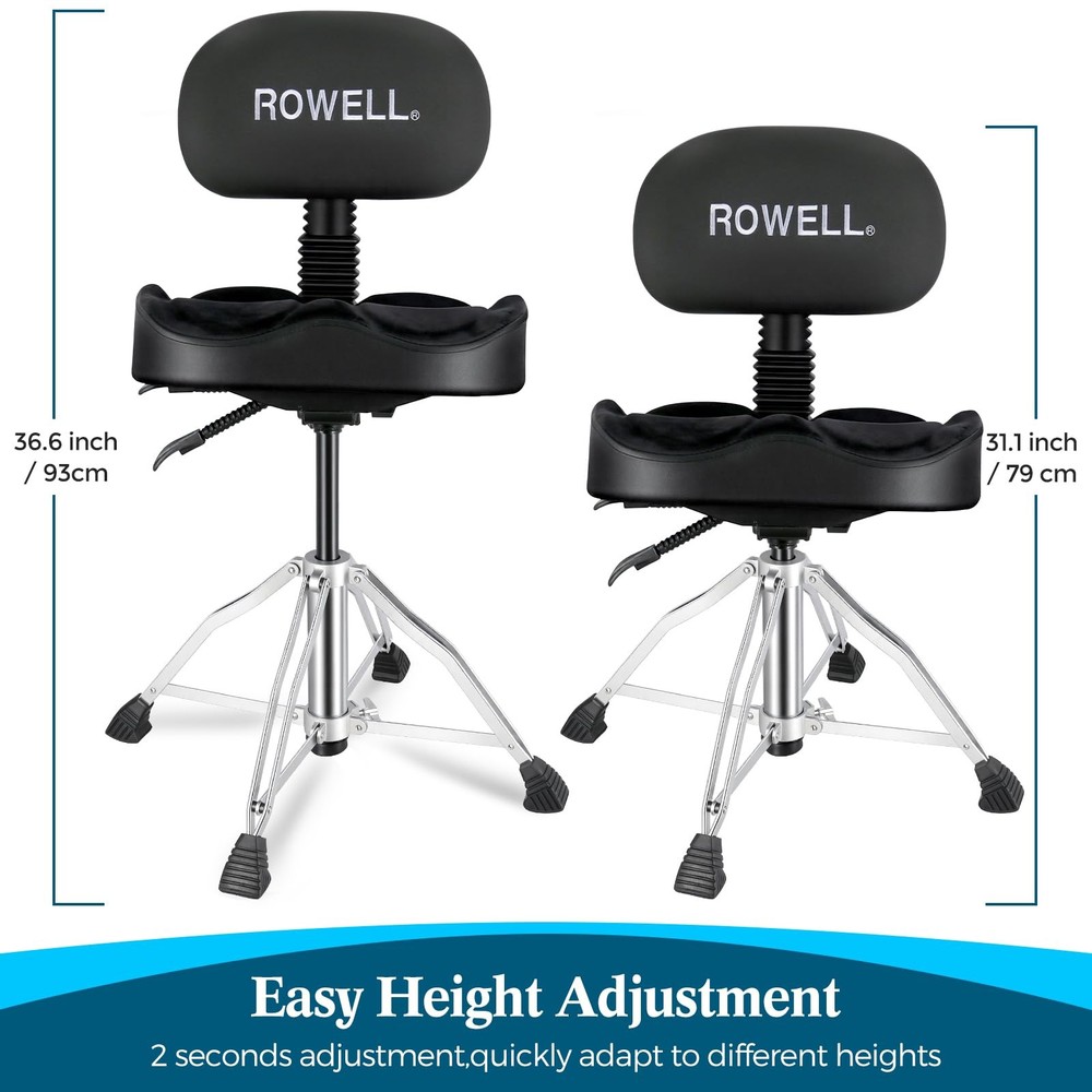 Hydraulic Drum Throne with Backrest | Adjustable HeavyDuty Drummer Seat