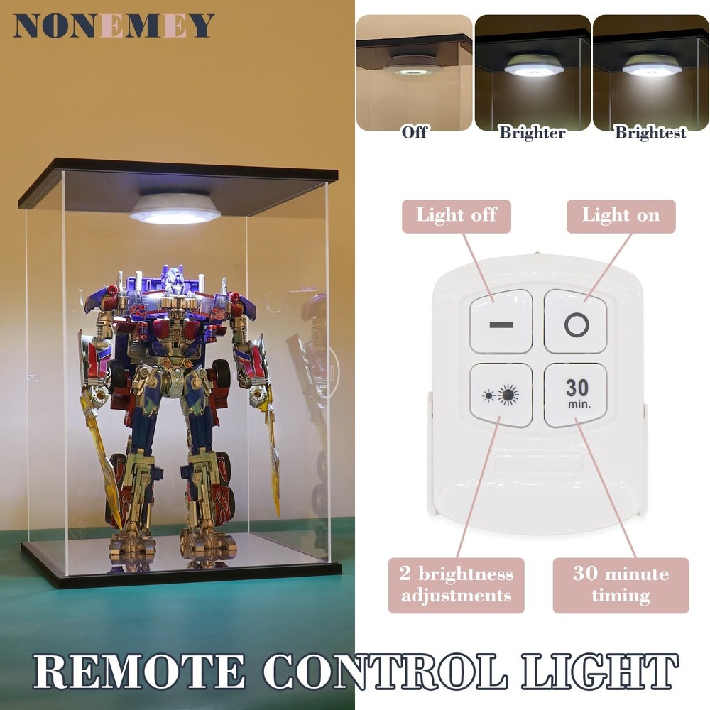 NONEMEY Clear Acrylic Display Case with Remote Control Light for 400% Bearbri...