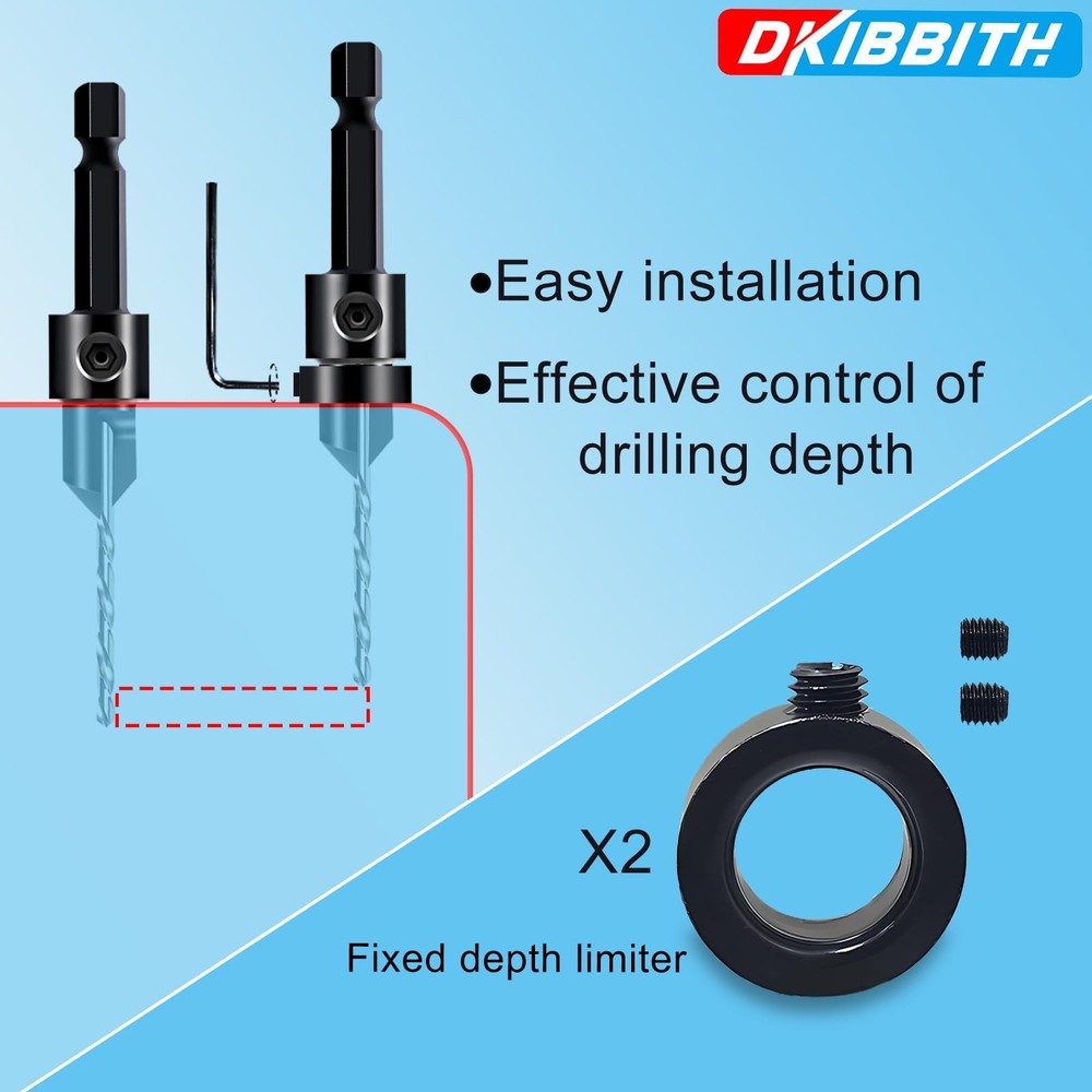 DKIBBITH 12-Piece Countersink Drill Bit Set with 12 Piece