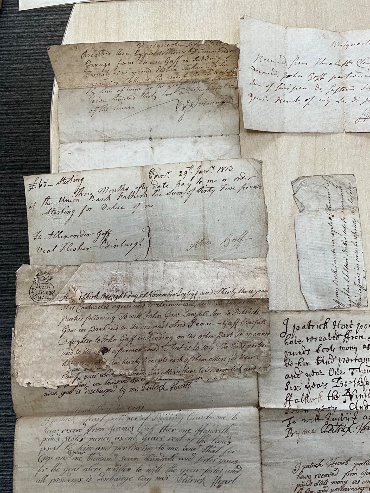 Antique GB Ephemera 1704 - 1880 mixed collection letters, deeds, invoices #SF45